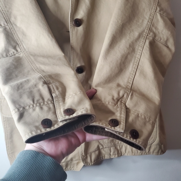 Womens L.L Bean Canvas Chore Jacket Corduroy Collar Size Medium - Picture 3 of 13